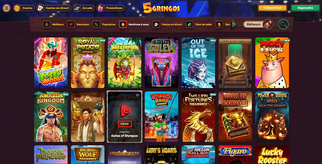 jouer gratuitement 5gringos casino